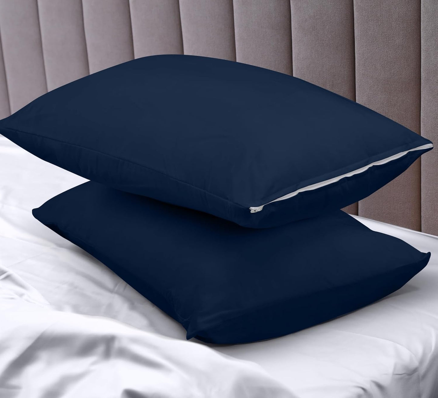 Utopia Bedding Premium 100% Waterproof Pillow Protectors with Zipper Standard Size (Set of 4), Bed Bug and Dust Mite Proof Zippered Pillow Covers, Pillow Encasement Cases, Gray
