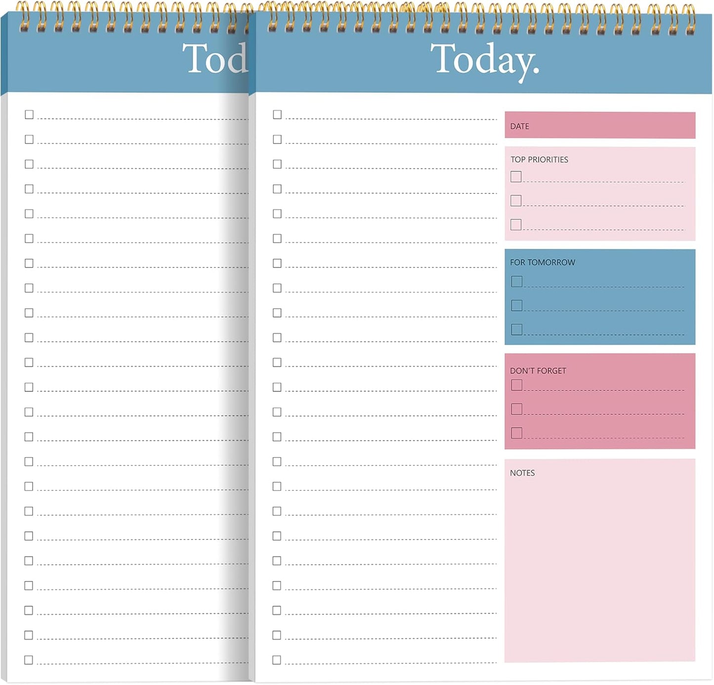 To Do List Notepad - Daily Planner Notepad 104 Pages Task Planner, 6.7" x 9.8" Double Sided Spiral Notebook with Checklist Productivity Planning Pad for Work Office Home-Pink
