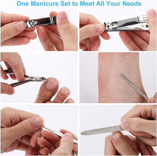 OKOMER Nail Clipper Set - Professional Manicure Set 10 PCS Stainless Steel Nail Kit with Travel Case, Nail Clippers Set Gift for Men Women