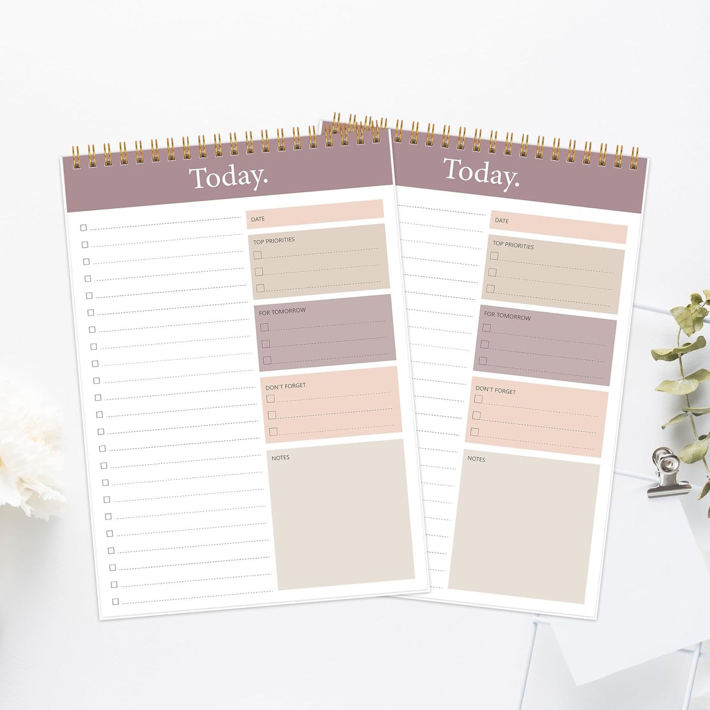 To Do List Notepad - Daily Planner Notepad 104 Pages Task Planner, 6.7" x 9.8" Double Sided Spiral Notebook with Checklist Productivity Planning Pad for Work Office Home-Pink