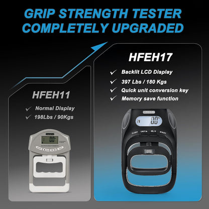 Handeful Grip Strength Tester Trainer - Dynamometer Handgrip Measurer Meter, Handheld Strengthener Exerciser for Sports, School, and Home Use (black 180kg)