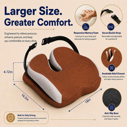 Seat Cushions for Office Chairs Wheelchair Cushion for Long Sitting Back Pain，Memory Foam Seat Car Computer Desk Chair Cushion，Coccyx Cushion for Tailbone Pain Relief Cushion Office Chair Black