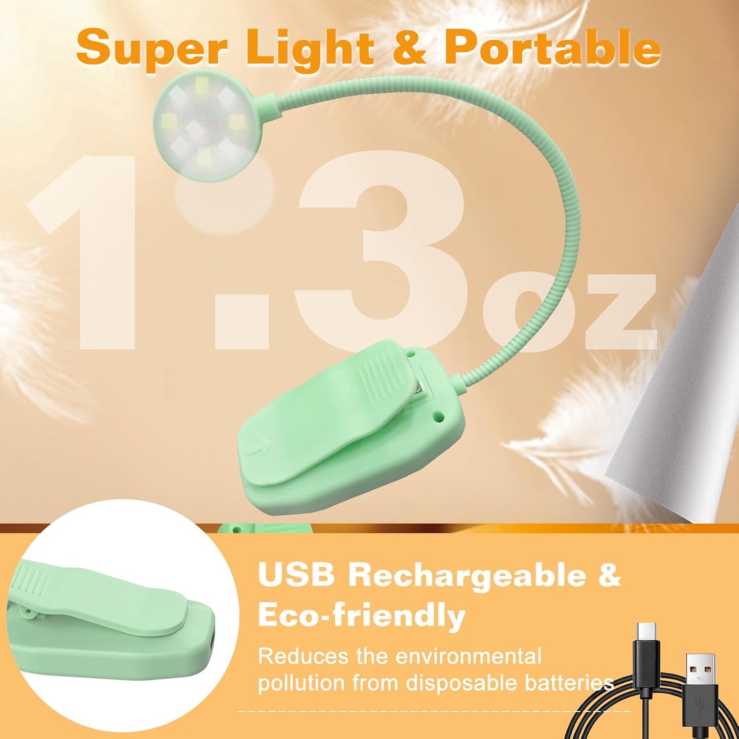 KTEBO 2 Pack Rechargeable Book Light Clip-On Reading Light for Books in Bed | 9 eye-friendly modes from 3 color temperatures and 3 brightness, USB-C up to 30 hrs - Black & Black