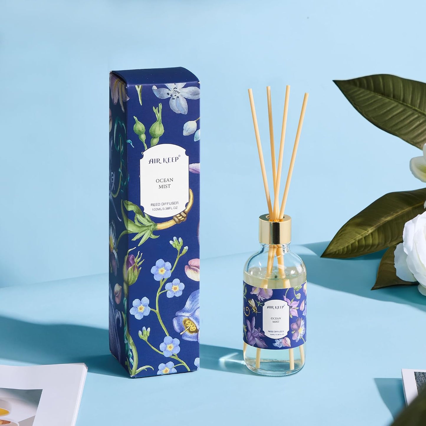 Airkeep Reed Diffuser Oil Set with Reed Sticks,Citrus Aromatherapy Oil Scent Diffuser for Home Office Bathroom Decoration Perfume and Gifts 3.38oz/100ml