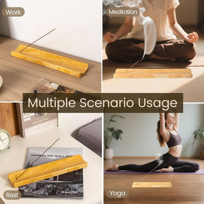 Koville Marble Incense Holder, Incense Holder for Sticks, Incense Sticks Holder Ash Catcher for Meditation Yoga SPA, Natural Stone Incense Burner, Home Table Decor (Grey)
