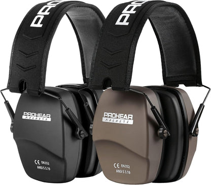 PROHEAR 016 Shooting Ear Protection Earmuffs 2 Pack, NRR 26dB for Gun Range, Hunting -Black and Green