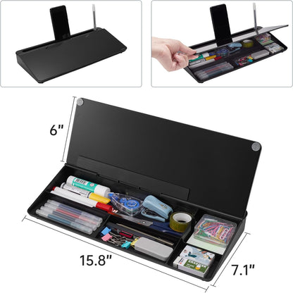 TSJ OFFICE Whiteboard Weekly Dry-Erase-Board - Desktop White Board Calendar Desk Organizers with Accessories Computer Keyboard Stand with Drawer, for Office, Home, School Supplies - White Calendar