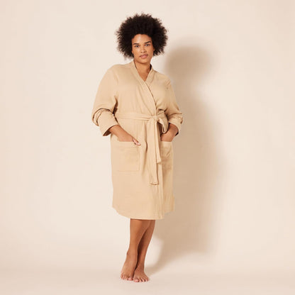 Amazon Essentials Women's Lightweight Cotton Waffle Mid-Length Bathrobe (Available in Plus Size)