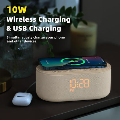 Odokee Sound Machine Alarm Clock for Bedrooms with Wireless Charging