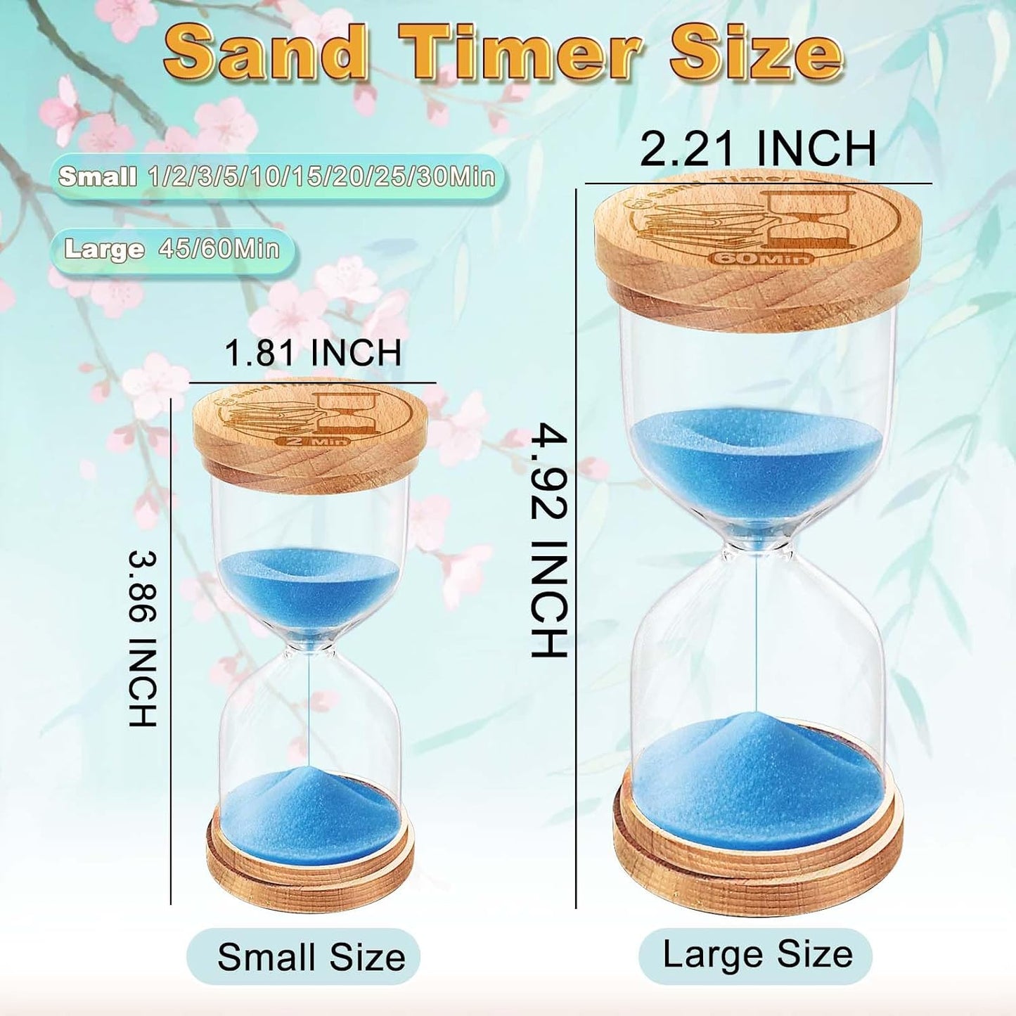 CNCJ Wooden Hourglass Sand Timer, 3 Minute Blue Sand Watch Reloj De Arena for Desk Decor Kitchen Classroom Office Study Home Decoration