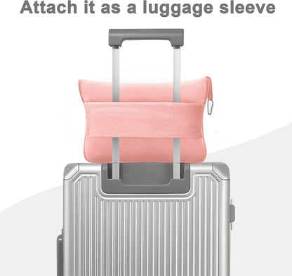 Travel Blanket and Pillow Compact, Premium Soft 2 in 1 Airplane Blanket with Soft Bag Pillowcase，Hand Luggage Sleeve and Backpack Clip (Checkered Black)