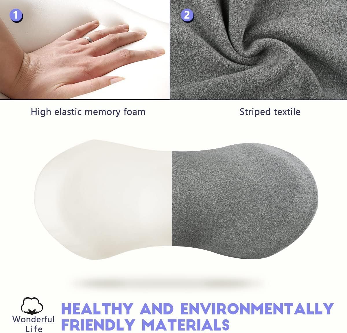 kasney Lumbar Support Pillow, Back Pillow for Low Back Pain Relief, Ergonomic Streamline Car Seat, Office Chair, Recliner and Bed (Gray)