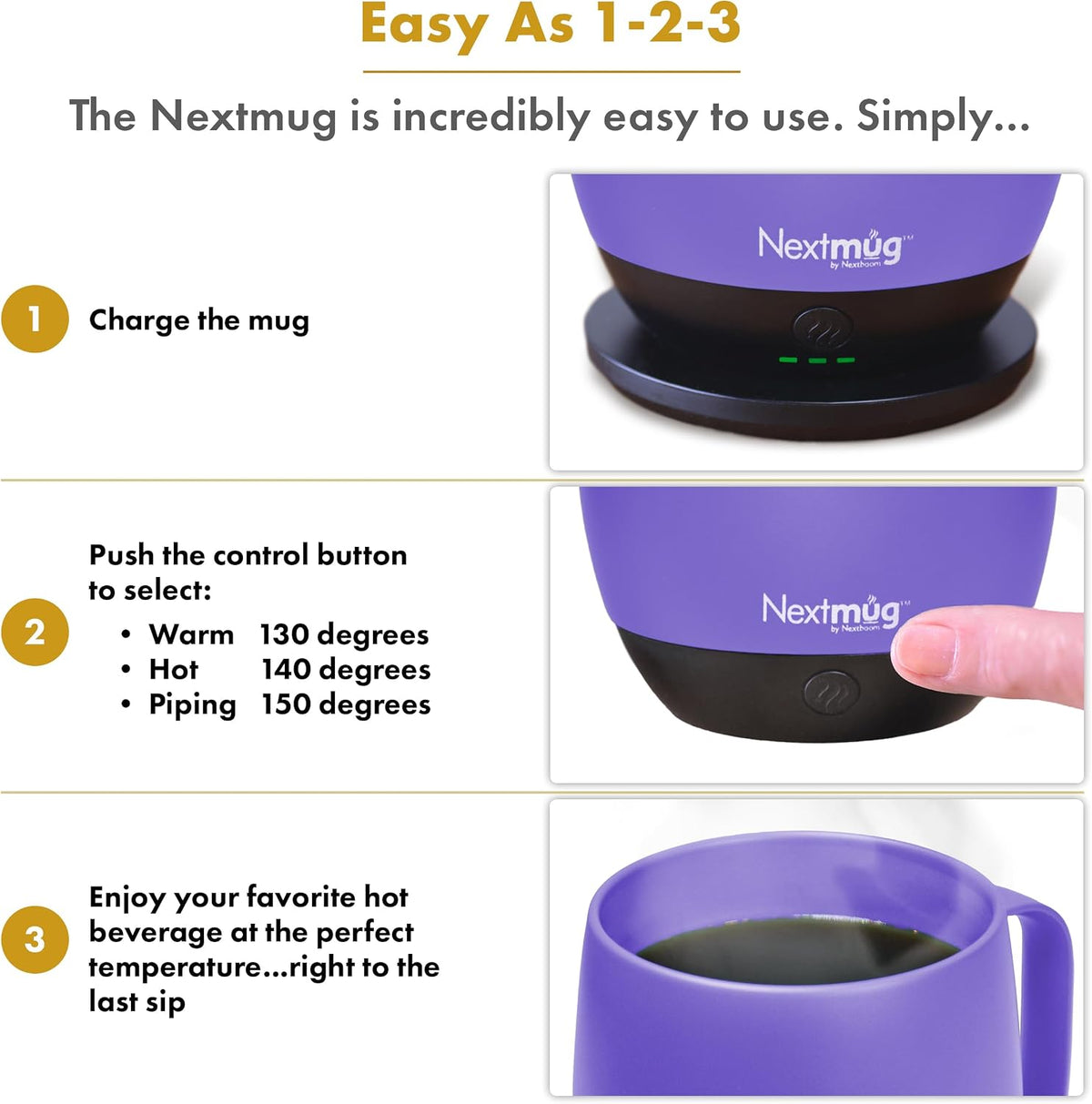 Nextmug - Temperature-Controlled, Self-Heating Coffee Mug