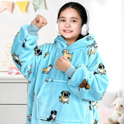 Waitu Wearable Blanket Sweatshirt Gifts for Women and Men, Warm and Cozy Giant Blanket Hoodie, Thick Flannel Blanket with Sleeves and Giant Pocket - Dark Gray