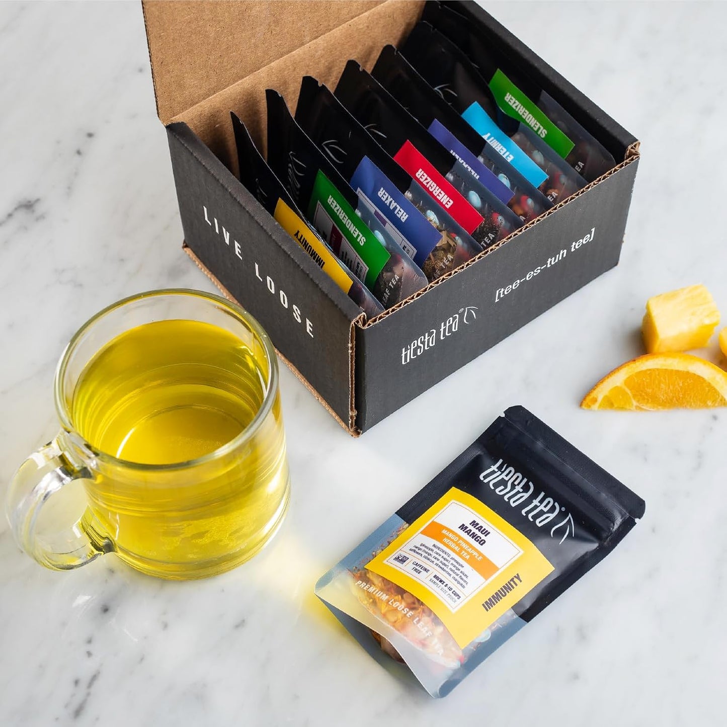 Tiesta Tea - Discovery Sampler Dry Flight Set, Loose Leaf, High to No Caffeine, Hot & Iced Up to 200 Cups, Tea Variety Pack with Green, Herbal, Black & Chai Brew, 20 Resealable Sample Pouches