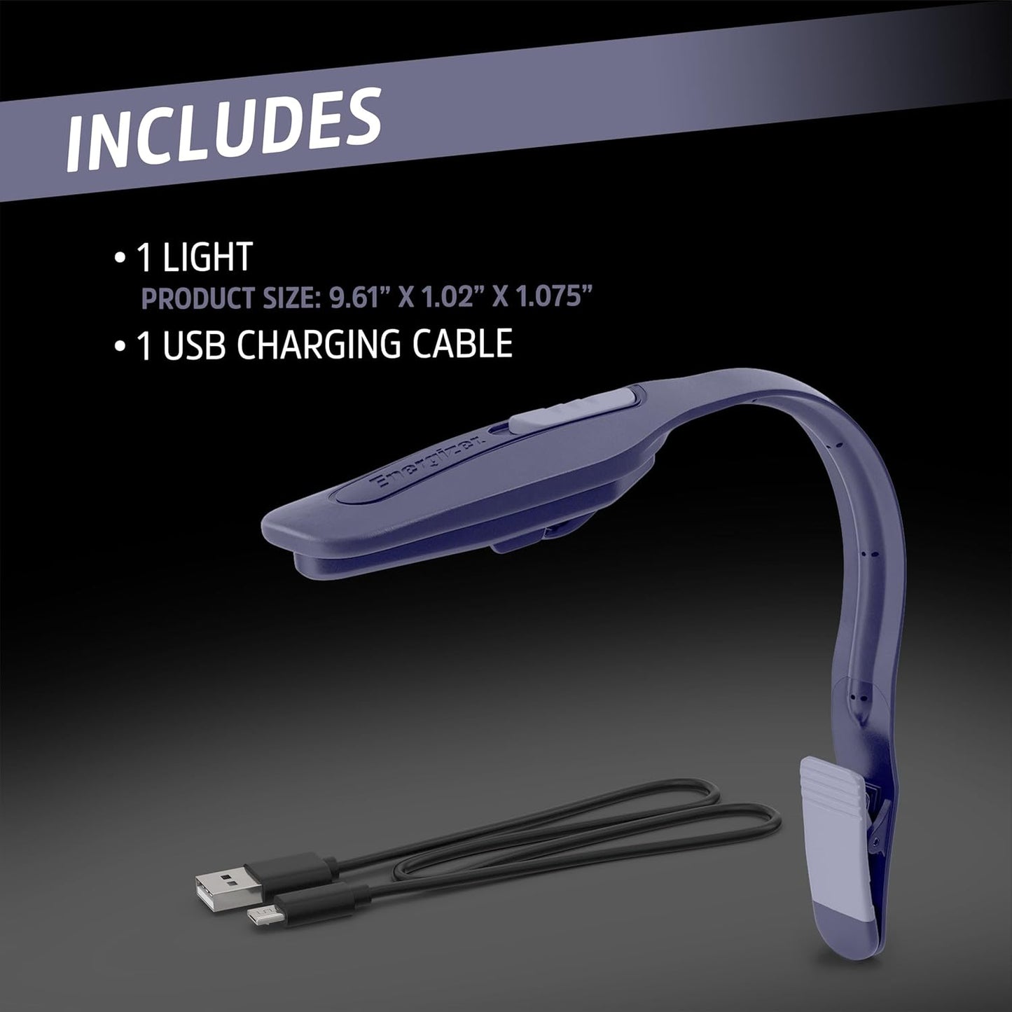 Energizer Flex-R LED Rechargeable Book Light for Reading in Bed, Reading Light with Warm LED Color, Long-Lasting and Lightweight,Blue