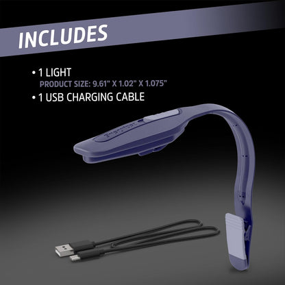 Energizer Flex-R LED Rechargeable Book Light for Reading in Bed, Reading Light with Warm LED Color, Long-Lasting and Lightweight,Blue