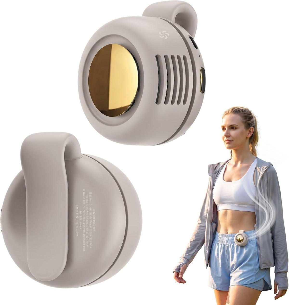 SNOWS Portable Silent Mini Bladeless Fan Clip On, Small Fan Clip on for Shirt & Waist, Adjustable 3-Speed Suspended Whirlwind Fans, For Outdoor & Travel & Office, Travel Accessories, Gift