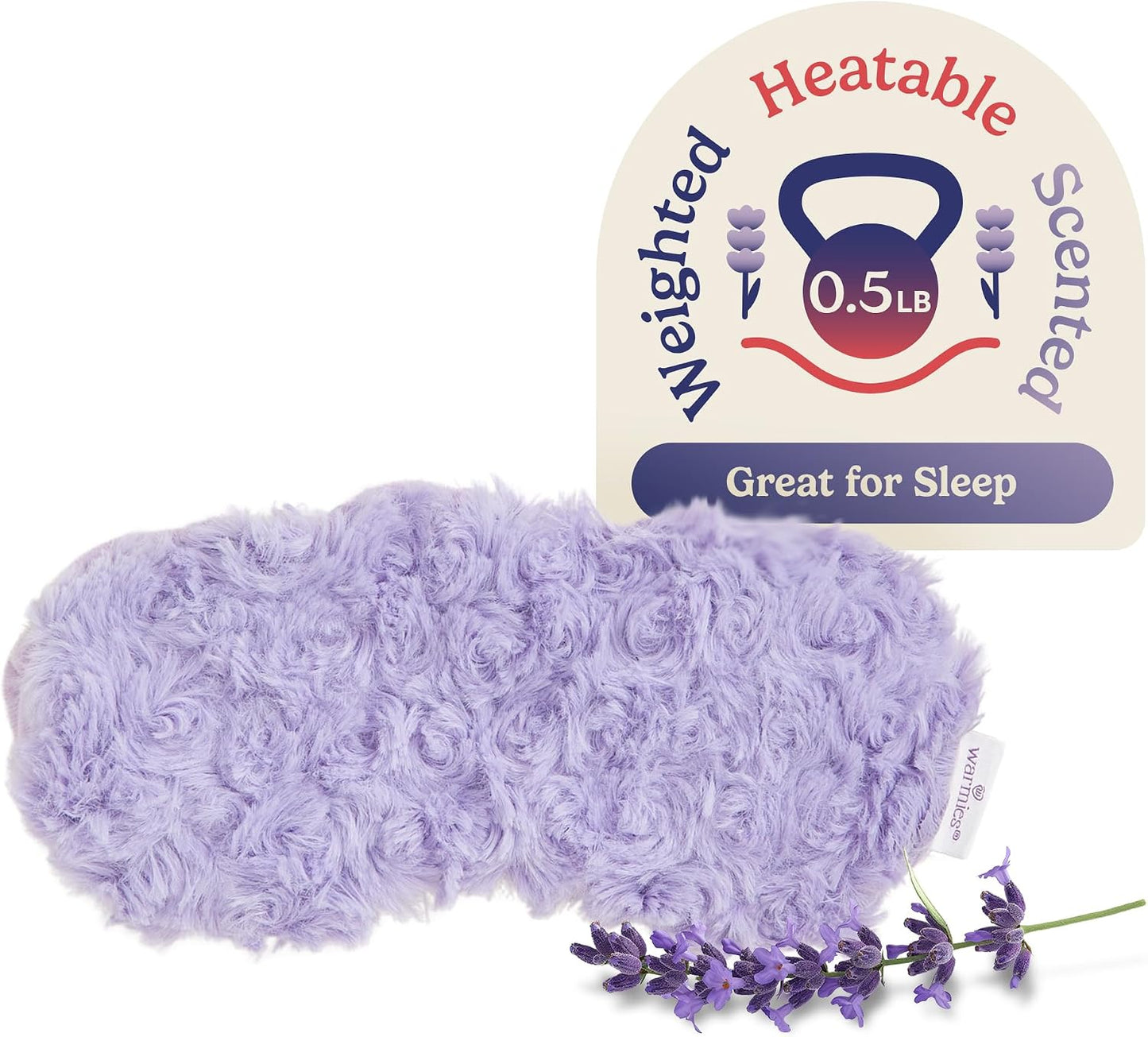 warmies Microwavable Eye Mask for Warmth & Comfort - Heat & Cooling Eye Compress for Dryness Relief - Weighted & Heated Lavender Sleep Mask for Calming Relaxation - Curly Sage