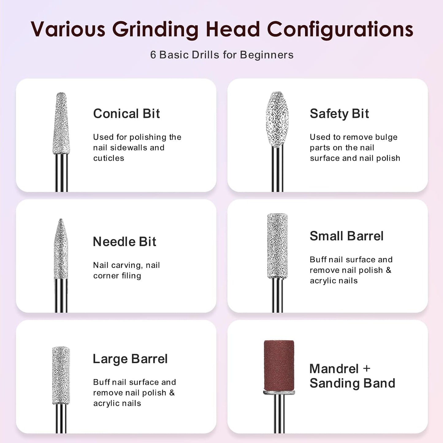 COSLUS C20 Cordless Nail Drill Electric File: Professional for Acrylic Gel Dip Powder Nails, Portable All-in-One Nail Drill Machine Kit for Manicure & Pedicure, Rechargeable Lightweight, Purple