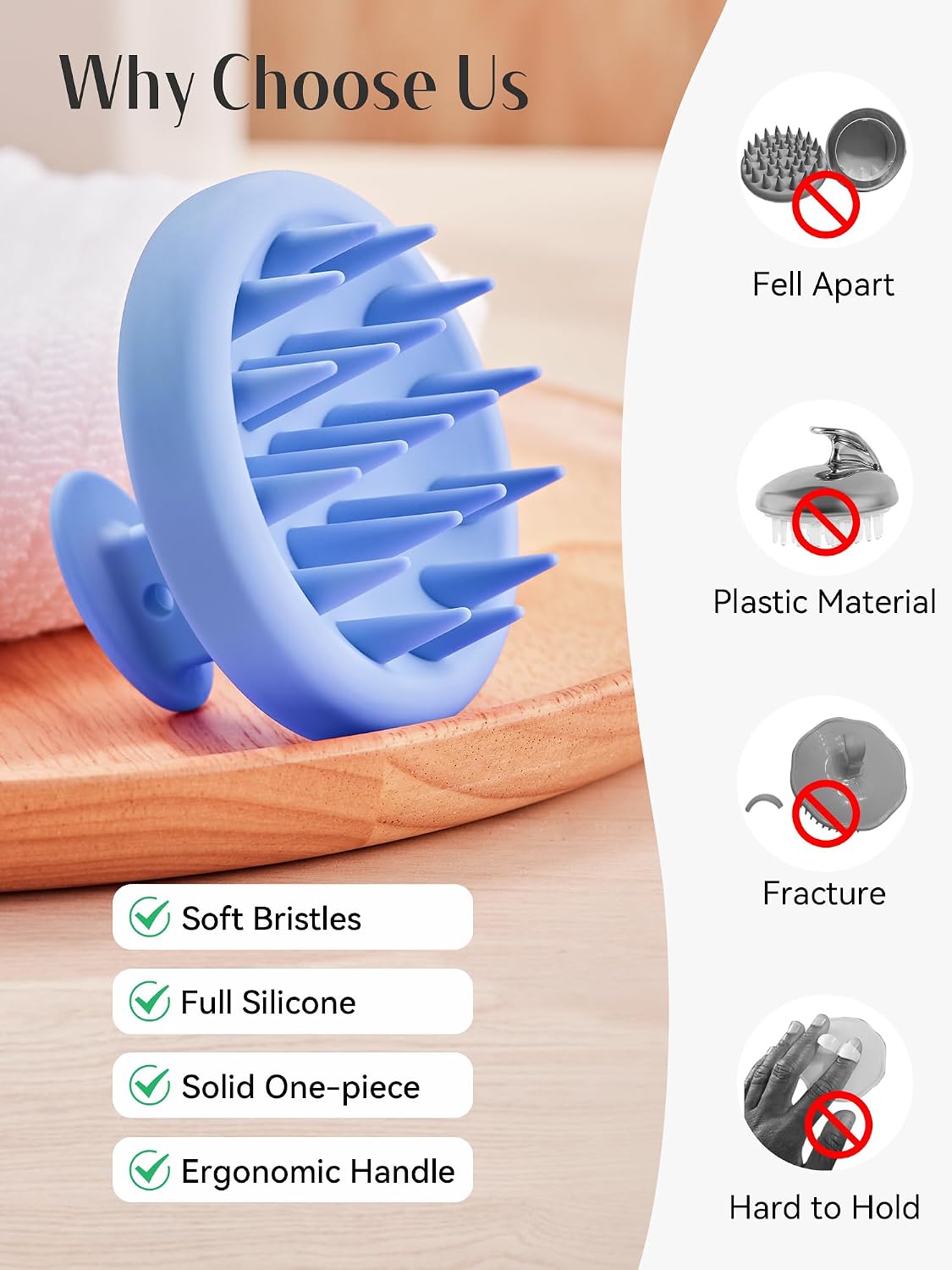 HEETA Scalp Massager Hair Growth, Scalp Scrubber with Soft Bristles, Integrated Silicone Design, Exfoliator for Dandruff Removal & Relaxation, Shampoo Brush Fit Wet Dry Hair Use, Black