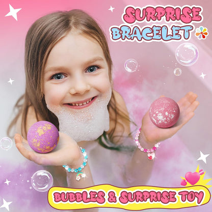 Sanyi Unicorn Bath Bombs for Kids with Bracelet Inside, Gifts for Girls 4-8