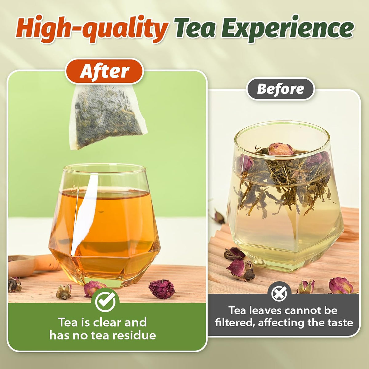 Empty Tea Bags for Loose Leaf Tea, 300Pcs Disposable Tea Infuser Sachets