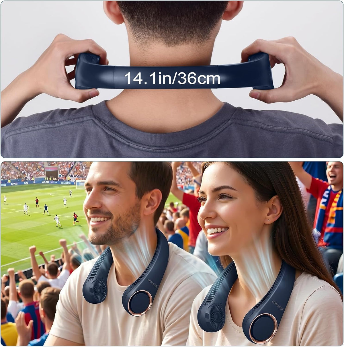 CIVPOWER Neck Fan: Portable Personal Neck Cooling Rechargeable Bladeless Fan - Hands Free 3 Speed 4000 mAh Battery USB Operated Wearable Headphone Design - Gift for Men Women Outdoor (White)