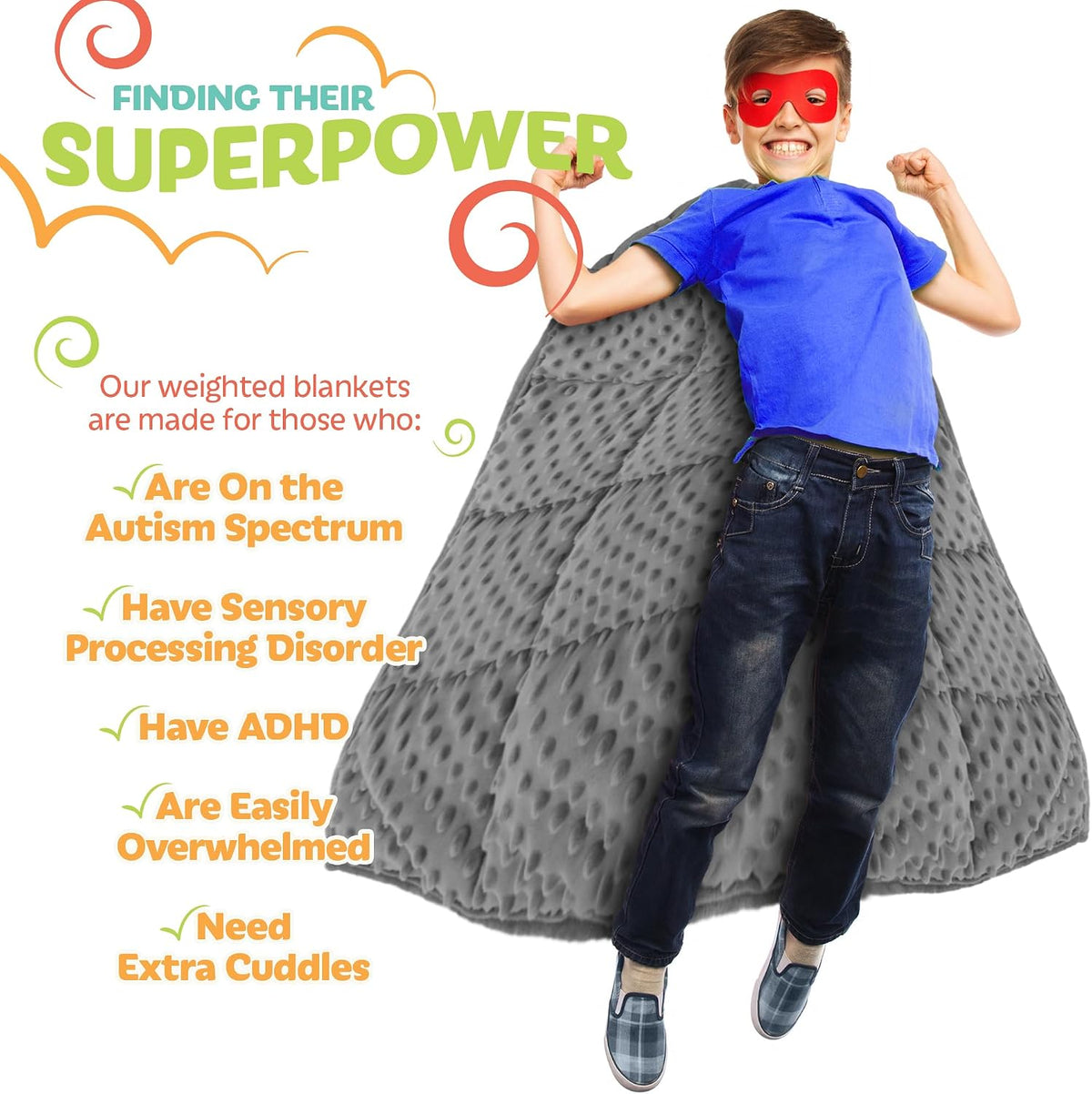 Kidaddle 5lb Weighted Blanket for Kids (Blue) 19x22 Inch, Plush Minky Weighted Lap Pad with Travel Bag for Ages 4+