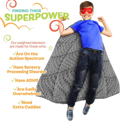 Kidaddle 5lb Weighted Blanket for Kids (Blue) 19x22 Inch, Plush Minky Weighted Lap Pad with Travel Bag for Ages 4+
