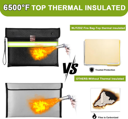 Upgraded Fireproof Money Bag,10 Layers of Heat Insulated Materials 6500°F