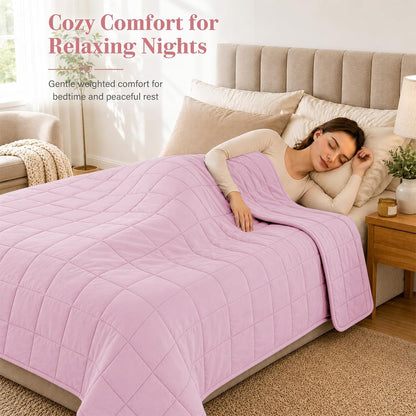 L'AGRATY Weighted Lap Pad 7lb: Small Weighted Blanket for Adults - Cooling Portable Travel Blanket for Relaxation Sleeping - Washable All-Season (29" x 24")