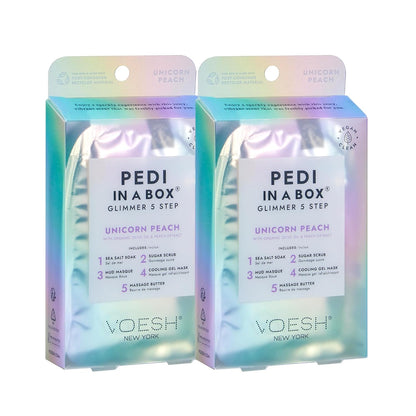 VOESH Pedi in a Box Glimmer - 2 Packs, Variety Pack, Pedi in a Box, Spa Pedicure Kit, Sparkly Pedicure, DIY Pedi, Foot Care, At-Home Pedi Products, Vegan Skincare