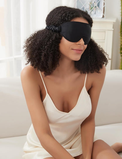 Alaska Bear Sleep Mask Silk Eye Cover with Shaped Pad, Machine Washable | Pressure-free Sleeping, Foam Insert, Upgrade Contour Over Conventional Flat Satin Eye Masks