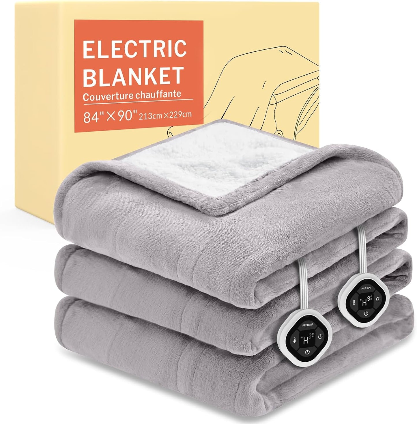 HOMLYNS LuxeHeat Heated Blanket Electric Blanket, Soft Flannel Sherpa Heated Throw, Heating Blanket with 5 Heat Settings, 3 hrs Timer Auto Shut Off (50x60 inches, Purple), Only for 120V Voltage Use