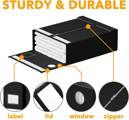 SpaceAid Bed Sheet Organizer and Storage, Foldable Sheet Organizer with Window for Linen Closet, Set Folder Keeper for Queen & King Size Bedding Storage (Black)