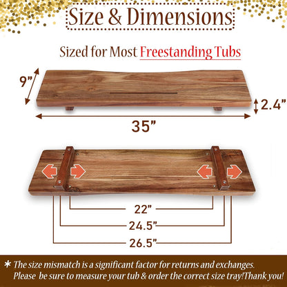 Premium 1.2IN Thickened Board Acacia Wood Bathtub Tray Caddy with Adjustable Legs, Minimalistic Design Bath Tray for Tub, Bathtub Accessories, Fits Most Bath Tubs, Idea for Women