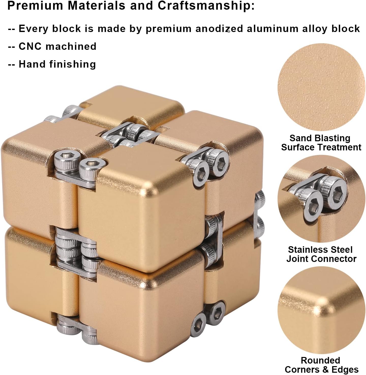 Lifidea Aluminum Alloy Metal Infinity Cube Fidget Cube (6 Colors) Handheld Fidget Toy Desk Toy with Cool Case Infinity Magic Cube Relieve Stress Anxiety ADHD OCD for Kids and Adults (Blue)