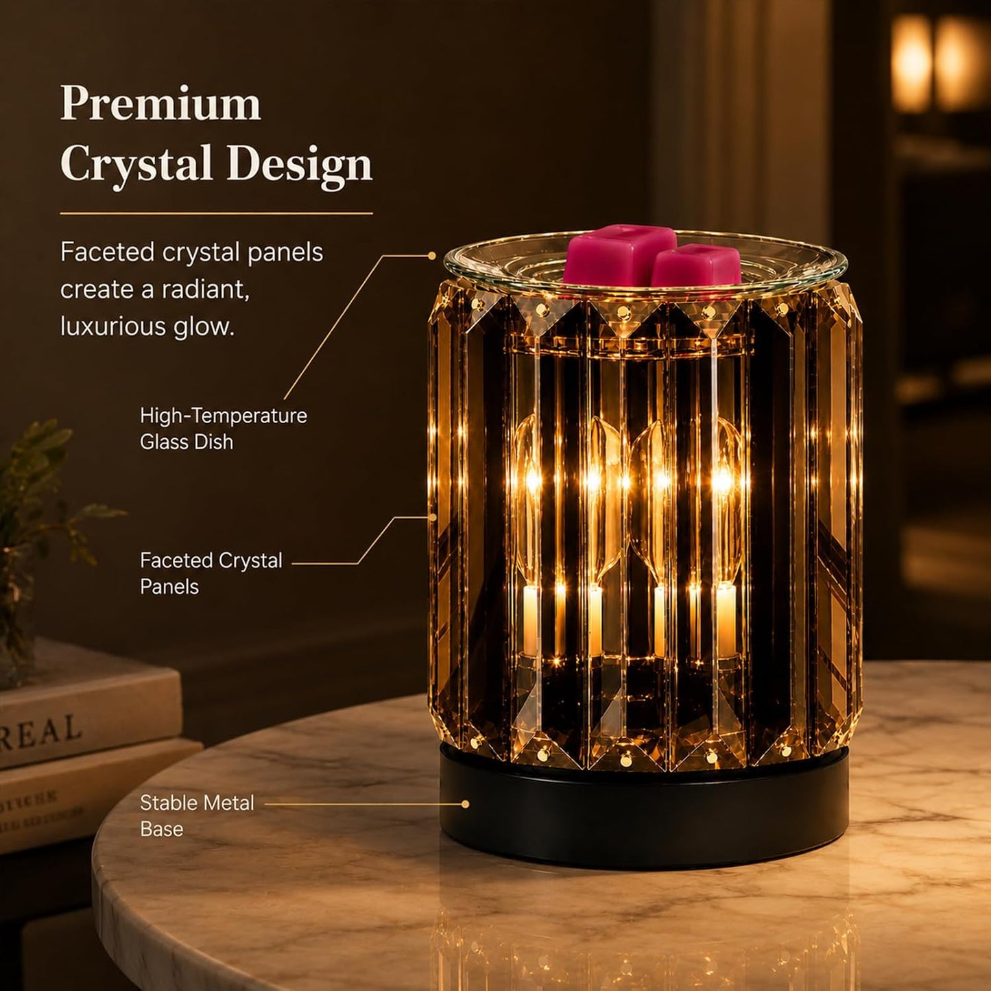 Melting Heater Electric Burning Wax Burner Electric Essential Oil Warmer Incense Wax Melt Warmer Night Light Aroma Decorative Lamp for Gifts & Decor(Golden)