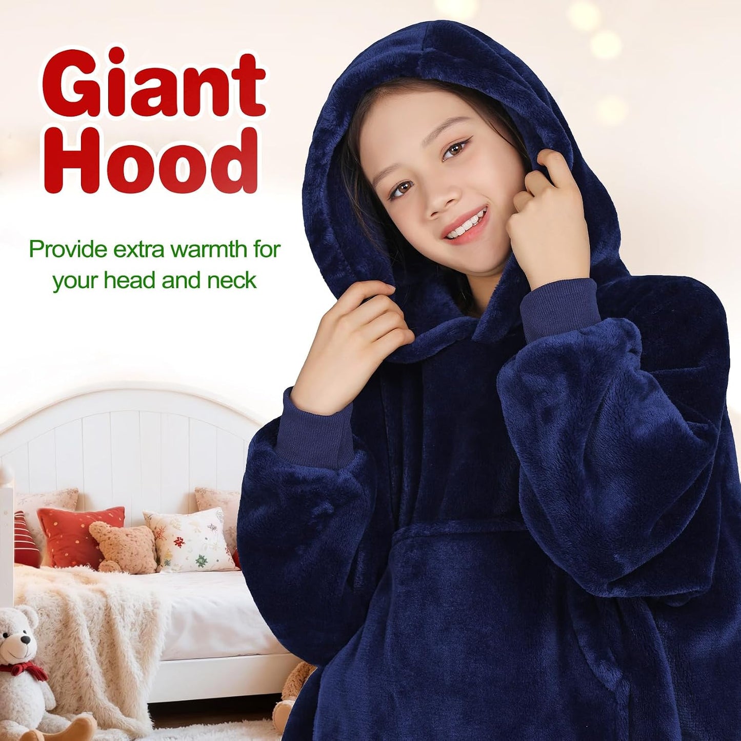 Waitu Wearable Blanket Sweatshirt Gifts for Women and Men, Warm and Cozy Giant Blanket Hoodie, Thick Flannel Blanket with Sleeves and Giant Pocket - Dark Gray