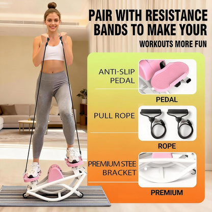 Rock Stepper, Side to Side Rocking Stepper Exercise Machine for Balance at Home, Low-Impact Lateral Stair Stepper with Resistance Bands & Digital Counter, 250 LBS Weight Capacity