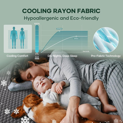 OhGeni 100% Waterproof Mattress Protector,Queen Size Premium Bamboo Mattress Pad,Pet Hair & Bedwetting Resistant,Cooling Breathable Fitted Sheets,Washable Bed Cover,Non-Slip Deep Pocket for Bedroom