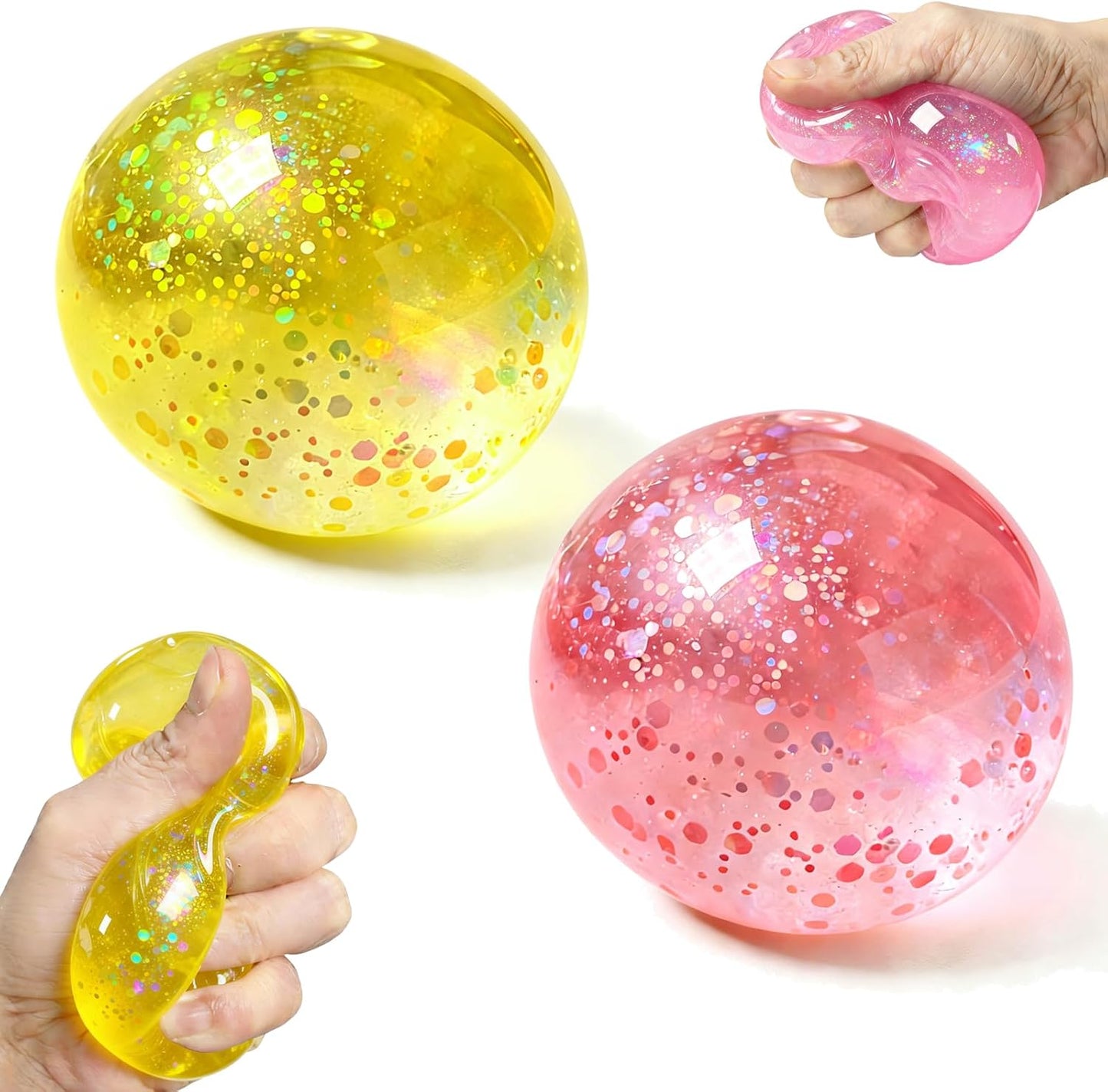Coconut Oil Squishy, 2 Pack Crystal-Clear Transparency Stress Relief Balls