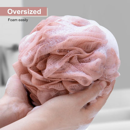 MTDLYICE Loofah Sponge XXL-100g 4 Pack, Bath Sponge Soft Mesh Shower Puff Loofah for Men, Exfoliating Body Scrubber for Women, Shower Accessories (Black)