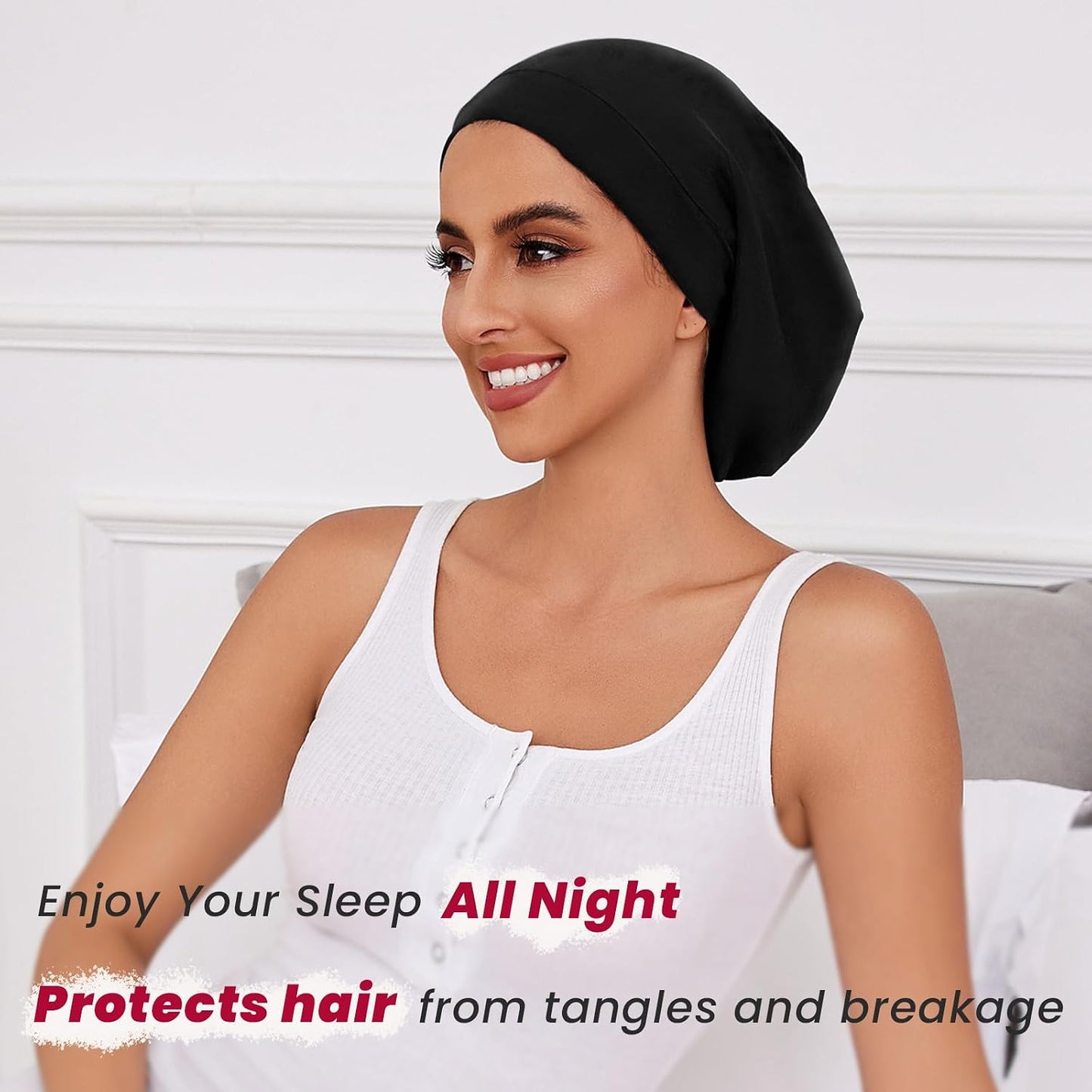 ZHENSILK Silk Bonnet for Sleeping Women, Adjustable Silky Satin Lined Sleep Cap, Silk Hair Wrap Slouch Beanie Hat