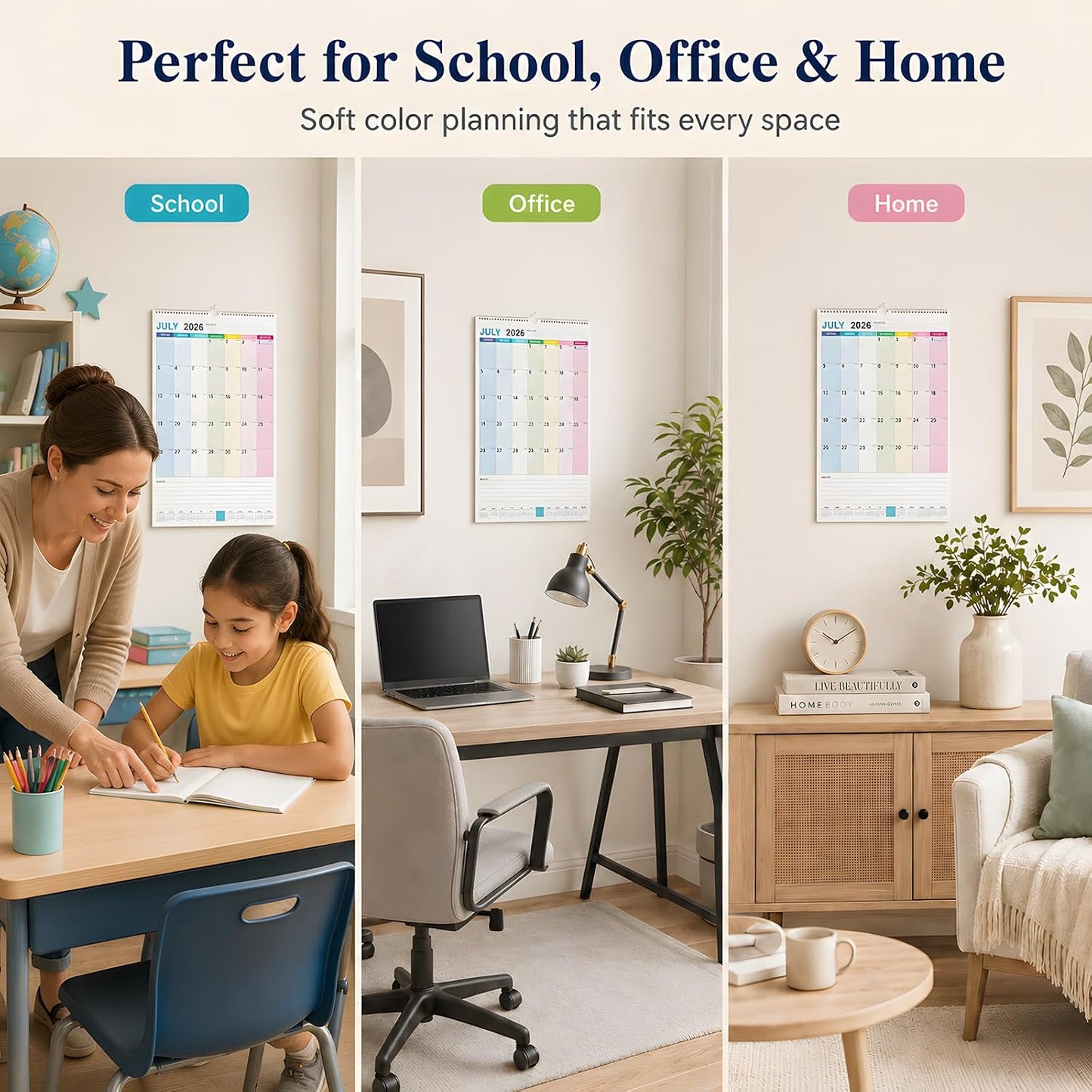 Large Wall Calendar 2026-2027, 18-Month Wall Calendar from July 2026 to December 2027, 15" x 22" 2026 Wall Calendar with Spacious Blocks, Julian Dates, Habit Tracker & Full-Year Reference for Home Office School Colorful