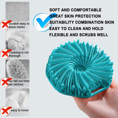 Silicone Body Scrubber – Dual-Sided Silicone Loofah for Shower, Set of 2 Soft Exfoliating Body Bath Shower Scrubber Loofah Brush Easy-to-Clean for Sensitive Kids Women Men All Kinds of Skin