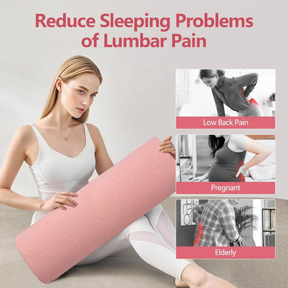 Cozyhealth - 3.15"H*23.6"L - Soft Lumbar Pillow for Sleeping, Memory Foam Back Lumbar Support Cushion for Lower Back Pain Relief Bed Waist Sleep Support Pillow for Side, Back Sleepers (White, Large)