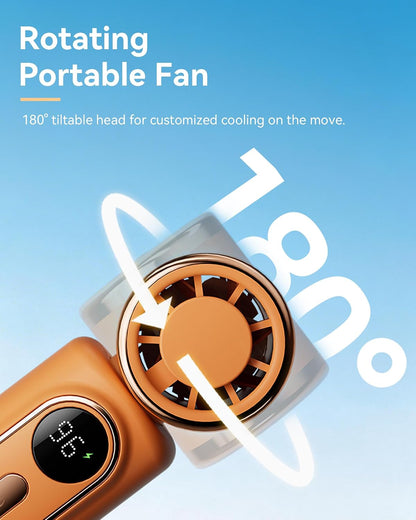 Mini Clip on Fan Handheld, 3000mAh Rechargeable Portable Fan with LED Display, 3-in-1 Personal Cooling Fan, 4 Speeds Quiet USB C Fan for Stroller Desk Travel Camping Office for Women Men Kids, Black
