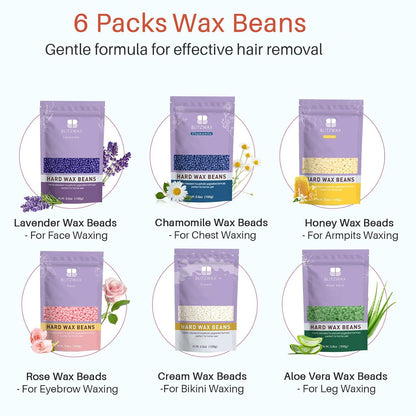 BLITZWAX Brazilian and Bikini Waxing Kit for Women, Hard Wax Warmer for Face, Legs and Body, At Home Hair Removal Kit, Beginner Friendly, Digital Fast Heating, 51 Wax Items